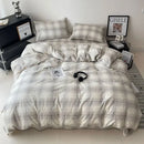 GobekUsa Cotton Grid Bedding Set - Soft & Stylish Bed Sheet, Quilt Cover Kit