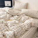 GobekUsa Cotton Grid Bedding Set - Soft & Stylish Bed Sheet, Quilt Cover Kit