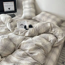 GobekUsa Cotton Grid Bedding Set - Soft & Stylish Bed Sheet, Quilt Cover Kit
