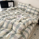 GobekUsa Cotton Grid Bedding Set - Soft & Stylish Bed Sheet, Quilt Cover Kit