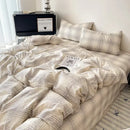 GobekUsa Cotton Grid Bedding Set - Soft & Stylish Bed Sheet, Quilt Cover Kit