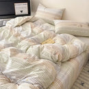 GobekUsa Cotton Grid Bedding Set - Soft & Stylish Bed Sheet, Quilt Cover Kit