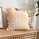 Plaid ruffled cotton coffee black cushion cover living room decor by Decorbites