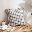 Plaid ruffled cotton coffee black cushion cover living room decor by Decorbites