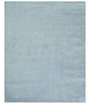 Plain Solid 8x10 Hand Loomed Silver Modern Minimalist Scandinavian Art Silk Rug by The Rug Decor