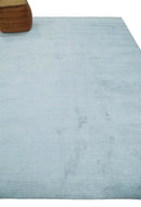Plain Solid 8x10 Hand Loomed Silver Modern Minimalist Scandinavian Art Silk Rug by The Rug Decor