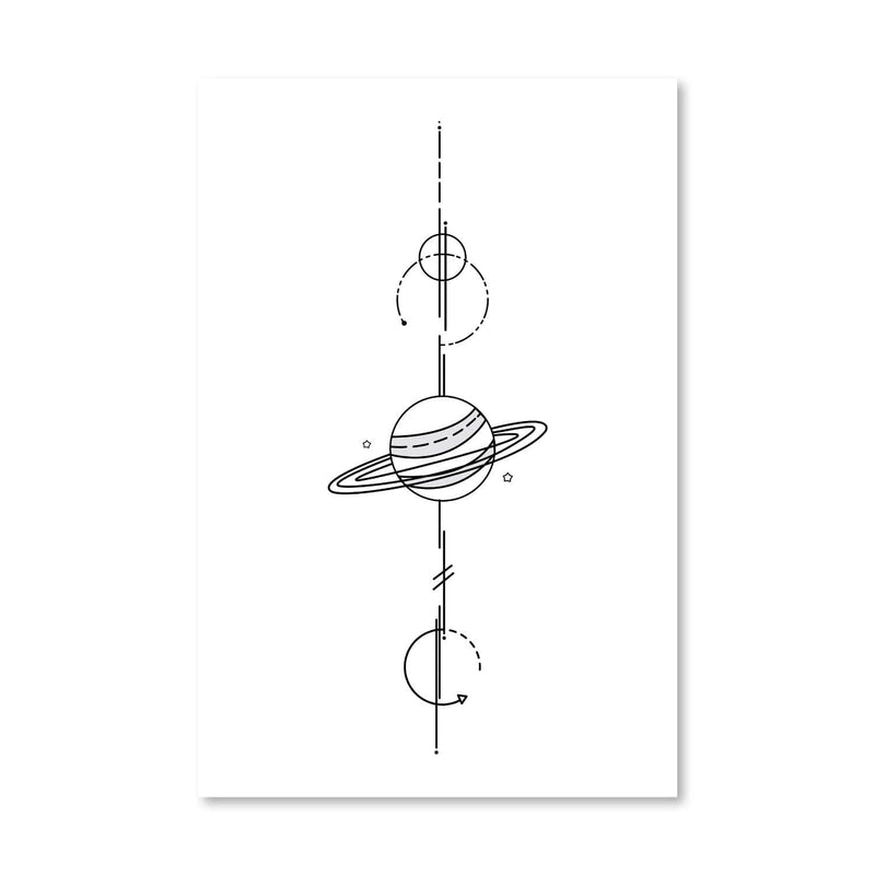 Planet Line Art Portrait Canvas