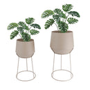 Set of 2-16"&19.5"H Set Of 2 Cream Grey Flowerpot by JHY DESIGN