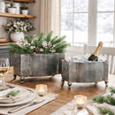 Aged Metal Footed Planters, Set of Two by Decor Steals