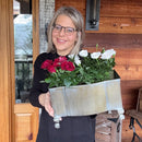 Aged Metal Footed Planters, Set of Two