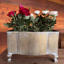 Aged Metal Footed Planters, Set of Two
