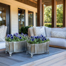 Aged Metal Footed Planters, Set of Two by Decor Steals