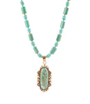 Plateau Blue Turquoise Golden Pendant Necklace