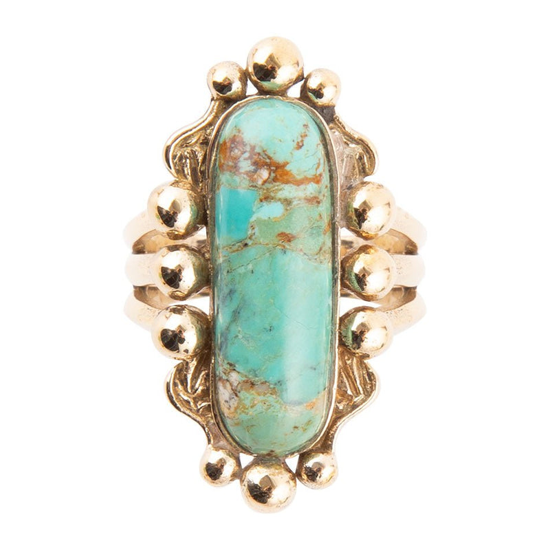 Plateau Blue Turquoise and Golden Ring