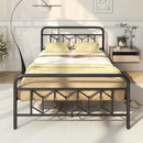 Platform Bed with High Headboard and Snap Lock Metal Slats by LJGDeals
