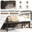 Platform Bed with High Headboard and Snap Lock Metal Slats-Full Size