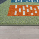 Play Rug for Kids Rooms, Streets and Houses in green