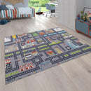 Play Rug for Nursery Cars Roads City Motife for Child's Room in Grey