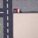 Play Rug for Nursery Cars Roads City Motife for Child's Room in Grey
