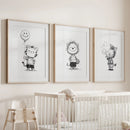Black White Gender-Neutral Nursery Art Set. Lion Tiger Zebra by Wall Art Set