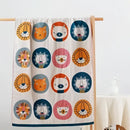 Playful cream lions bath towel bathroom quick dry cotton by Decorbites