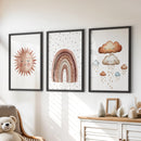 Minimalist Baby Room Wall Art Set of 3. Earthy Rainbow Theme by Wall Art Set