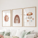 Minimalist Baby Room Wall Art Set of 3. Earthy Rainbow Theme by Wall Art Set