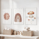 Minimalist Baby Room Wall Art Set of 3. Earthy Rainbow Theme by Wall Art Set