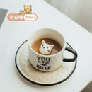 Playful white & black cat claw ceramic cup kitchen mug with figurine by Decorbites