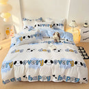 GobekUsa Letter Happy Little Dog Print Bedding Set for Single Double Bed, 3/4Pcs