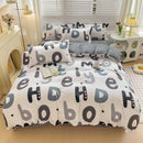 GobekUsa Letter Happy Little Dog Print Bedding Set for Single Double Bed, 3/4Pcs
