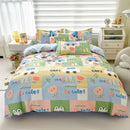 GobekUsa Letter Happy Little Dog Print Bedding Set for Single Double Bed, 3/4Pcs