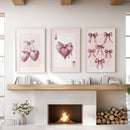Coquette Cherry Wall Art Set of 3. Pink Romantic Decor by Wall Art Set