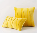 Pleated mustard yellow short wool velvet pillowcase for living room by Decorbites