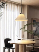 GobekUsa Cream LED Pendant Light Nordic Pleated Chandelier for Home Decoration
