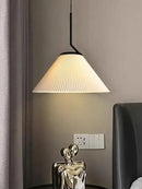 GobekUsa Cream LED Pendant Light Nordic Pleated Chandelier for Home Decoration