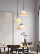 GobekUsa Cream LED Pendant Light Nordic Pleated Chandelier for Home Decoration