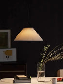 GobekUsa Cream LED Pendant Light Nordic Pleated Chandelier for Home Decoration