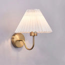 Pleated white cloth lampshade led wall lamp for bedroom living room by Decorbites