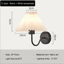 Pleated white cloth lampshade led wall lamp for bedroom living room by Decorbites