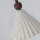 Pleated white fabric pendant light bedroom ceramic wood decor by Decorbites
