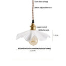 Pleated white fabric pendant light bedroom ceramic wood decor by Decorbites