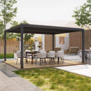 [12X16FT] Alora Premium Outdoor Gray Aluminum Hardtop Pergola Gazebo With Adjustable Roof (SAK81364) by SAKSBY WHOLESALE