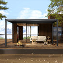 [12X16FT] Alora Premium Outdoor Gray Aluminum Hardtop Pergola Gazebo With Adjustable Roof (SAK81364) by SAKSBY WHOLESALE