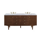 James Martin Amberly 72" Dual Mount Double Bathroom Vanity, Mid-Century Walnut