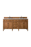 James Martin Brittany 72" Double Bathroom Vanity, Saddle Brown