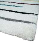 Plush and Thick Hand Woven Shag White with multicolor Stripes Soft Area Rug | SHAG2