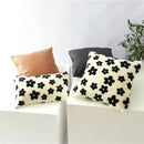 Plush black white flower cushion cover living room decor by Decorbites