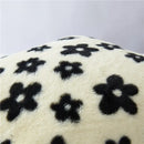 Plush black white flower cushion cover living room decor by Decorbites