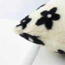 Plush black white flower cushion cover living room decor by Decorbites